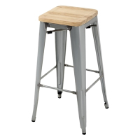 Bistro High Stools | Bar Stools | Wooden Seat Pad | Galvanised Steel Frame | Bolero GM638
