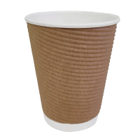 Kraft Takeaway Coffee Cups | Ripple Wall Paper Cups | 12oz Capacity | Fiesta GP445