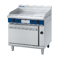 Commercial Gas Griddle Electric Oven | 1/3 Ribbed Griddle | Natural Gas | 900mm | Blue Seal Evolution GPE56/N