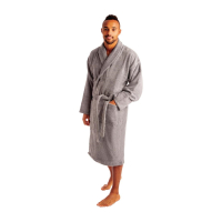 Luxury Curzon Bathrobe | Hotel Spa Robe | 100% Cotton | Grey | HD236