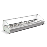 Countertop Hot Food Display | Bain Marie | Curved Glass Screen | 8 GN1/3 Pans | Easy HW-8