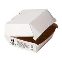 Commercial Clamshell Burger Boxes | 5 Inch Takeaway Food Containers | White Biodegradable Packaging | Notpla HW504