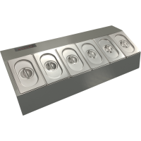 Commercial Gastronorm Seasoning Holder | 6 x GN1/9 Garnish Station | Refrigerated Condiment Dispenser | Modena IR09