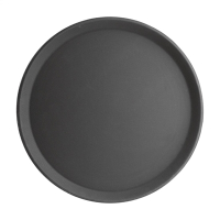 Fibreglass Round Non-Slip Tray | Black Serving Tray | 406mm Diameter | Kristallon J847