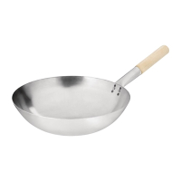 Commercial Wok | Round Base Cooking Pan | Mild Steel 356mm | Vogue K299