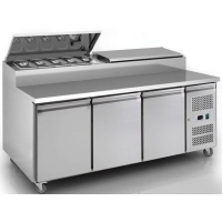 Commercial Pizza Prep Counter | 3 Door Refrigerated Prep Table | 1.8m Chilled Storage | King KPT187