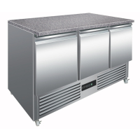 Commercial Refrigerated Counter | 3 Door Fridge with Marble Work Top | 368 Litre Capacity | King MBT1365