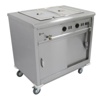 Mobile Servery with Bain Marie Top | Hot Food Display Counter | Stainless Steel Countertop | Parry MSB9