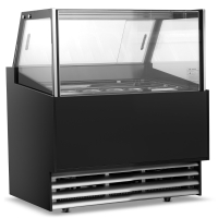 Ice Cream Display Freezer & Serve Over Counter, 6 Pan Napoli, LED Lighting | Black Finish