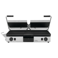 Commercial Panini Grill | Ribbed Non-Stick Plate | 610 x 250mm Cooking Surface | Hallco MEMT16050XNS