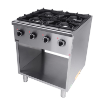 Commercial 4 Burner Cooker | Natural Gas Cooktop | With Stand and Undershelf | Easy E4BSUN