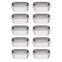 Gastronorm Container Kit | 1/4 GN Food Storage Containers | 10 Piece Set | Vogue S410