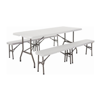 Centre Folding Table with Folding Benches | 6ft Portable Banquet Set | Special Offer | Bolero SA425