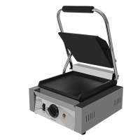 Single Panini Grill | Heavy Duty Sandwich Press | Flat Base & Ribbed Top | Modena TPG6