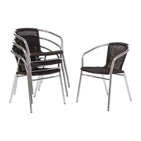 Commercial Wicker Chair | Aluminum Black Dining Chair | Stackable Outdoor Seating | Bolero U507