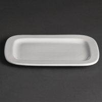 Rounded Rectangular Plates | White Porcelain Serving Plates | 230mm | Olympia U805