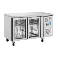 Commercial 2 Door Counter Fridge | Glass Door Refrigerator | 600L Capacity | Polar UA023