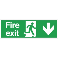 Fire Exit Arrow Down Sign | Emergency Exit Sign | Self-Adhesive Vinyl | Safety Signs W300