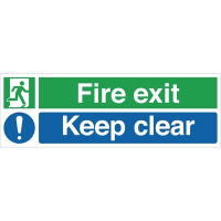 Fire Exit Keep Clear Sign | Emergency Exit Sign | Self-Adhesive Vinyl | Safety W311