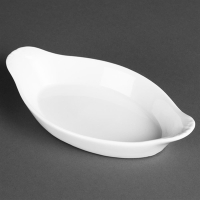 Oval Eared Dishes | Porcelain Serving Platter | 204mm Whiteware | Olympia W441