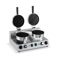 Commercial Waffle Maker | Double Round Plates | Cast Iron Cooking Surface | Modena WF2
