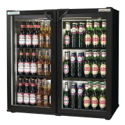 Commercial Back Bar Cooler | Double Hinged Door Beer Fridge | 3Ft Black EcoChill | Autonumis A215189