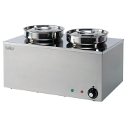 Commercial Bain Marie | Round Pot Food Warmer | 2 Pot Capacity | Hallco MBM2R