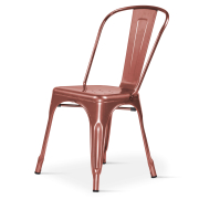 Borrello B1964 Tolix Style Metal Side Chair in Rose Gold. Pack of 4.