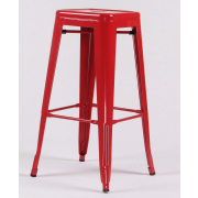 Borrello B1972 Tolix Style Metal Bar Stool in Red. Pack of 4.