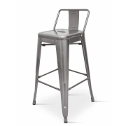 Tolix Style Metal Bar Stool | Industrial Gunmetal Seating | Low Backrest | Pack of 4 | Borrello B1980