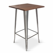 Metal High Bar Table | Tolix Style Table | 60x60cm | Elm Wood Top | Borrello B2005