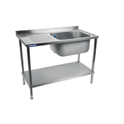 Commercial Stainless Steel Sink | Left Hand Drainer | 1200mm Single Bowl | Holmes DR383