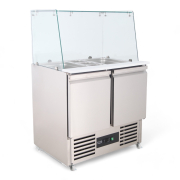 Commercial Refrigerated Pizza Prep Counter | Salad Prep | 2 Door with Glass Display | King GST900.HD