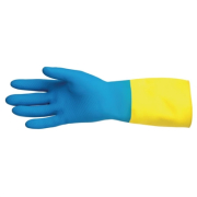 Liquid-Proof Heavy-Duty Janitorial Gloves | Chemical Resistant Cleaning Gloves | Blue and Yellow Medium | MAPA Alto 405 FA296-M