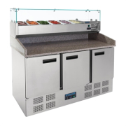 Commercial Pizza Prep Counter | Refrigerated Salad Prep Station | 368 Litre Capacity | Polar CN267