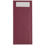 Cutlery Pouch | Burgundy Cutlery Pouch | With White Napkin | Europochette (Pack of 500)