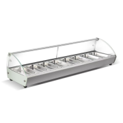 Countertop Hot Food Display | Bain Marie | Curved Glass Screen | 8 GN1/3 Pans | Easy HW-8