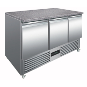 Commercial Refrigerated Counter | 3 Door Fridge with Marble Work Top | 368 Litre Capacity | King MBT1365
