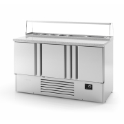 Triple Door Pizza Prep Counter & Refrigerated Saladette, Granite Worktop | Compact