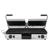 Commercial Panini Grill | Ribbed Non-Stick Plate | 610 x 250mm Cooking Surface | Hallco MEMT16050XNS