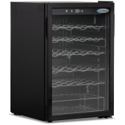 Under Counter Wine Cooler & Glass Door Chiller, 5 Shelf Compact Fridge | Single Hinged Glass Door