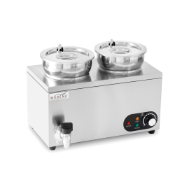 Commercial Wet Heat Bain Marie | Food Warmer | 2 Round Pots | Modena BMH2