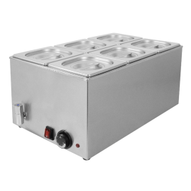 Commercial Wet Heat Bain Marie | 6 x GN 1/6 150mm | Food Warmer with Pans | Modena TBM6X6