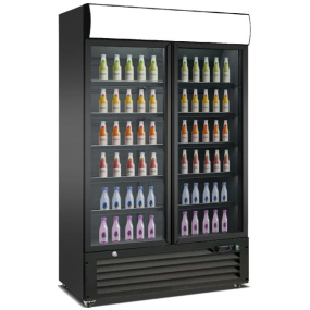 Commercial Drinks Fridge | Glass Door Upright Refrigerator | 2 Door with LED Canopy | King KXG900H