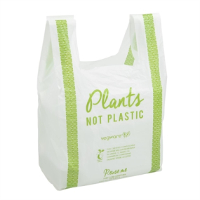 Compostable PLA Carrier Bags | Medium Eco-Friendly Shopping Bags | Pack of 500 | Vegware FC892