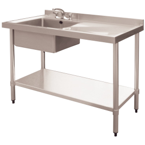 Commercial Single Bowl Catering Sink | Stainless Steel Sink Unit | 1000x600x850mm | Right Draining Board | Modena M901-Ga