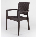 Outdoor Armchair | Metal Wicker Chair | Rattan Stacking Brown | Borrello B1954
