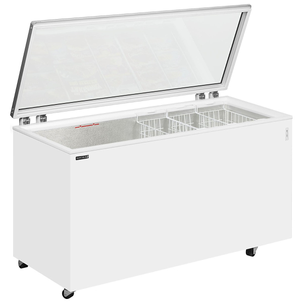 Tefcold ST700 Hinged Glass Lid Chest Freezer White Flat lid 2055mm wide