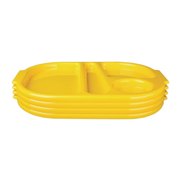 Kristallon Small Polycarbonate Compartment Food Trays Yellow 322mm DL127
