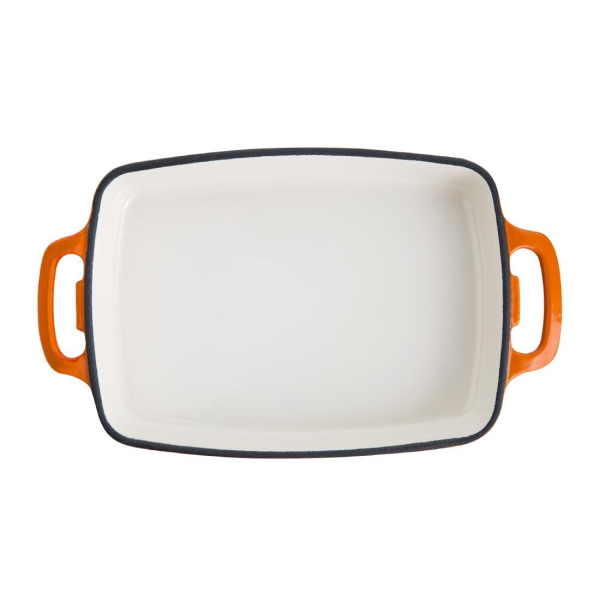 Vogue Orange Rectangular Cast Iron Dish 1.8 Litre GH321